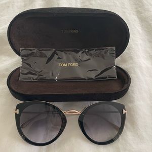 Tom Ford sunglasses. black and gold. Never worn. Excellent condition.